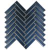 Tile Club Blue Deco Herringbone Glass Mosaic Tile | Tiles by Tile Club. Item composed of ceramic