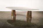 Benone Twin-Pedestal Oval Dining Table, by Costantini Design | Tables by Costantini Designñ. Item made of wood & bronze