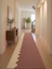 Handwoven Rose & Ivory Woolen Runner Rug | Rugs by Evergreen Carpets. Item composed of wool in boho or minimalism style
