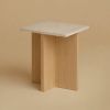Travertine and Oak Nightstand - TINOS by Lebanto | Storage by Lebanto. Item composed of oak wood and marble in minimalism or contemporary style