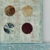 Moments - Original geometric circle collage on wood panel | Mixed Media in Paintings by Lisa Carney. Item composed of wood and paper in mid century modern or contemporary style
