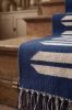 Handwoven Woolen Blue Runner Rug | Rugs by Evergreen Carpets. Item composed of wool in boho or minimalism style