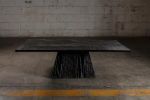 Modern Brutal Black Oak Piramid Pedestal Coffee Table | Tables by NO AGE FURNITURE STUDIO. Item made of oak wood