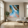 Azure Currents — Abstract Canvas Artwork in Blue and Coral | Prints in Paintings by Alpenglow Workshop. Item composed of canvas in contemporary or coastal style