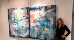 Wabi Sabi II- Abstract Blue Painting | Oil And Acrylic Painting in Paintings by Twyla Gettert. Item made of canvas compatible with contemporary and japandi style