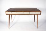 Mid-Century Modern Black Walnut Office Desk with Concrete | Tables by Curly Woods. Item made of walnut with concrete works with mid century modern style