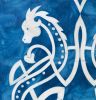 Enchanting Celtic Dragon Bone Inlaid Wall Art in Blue Resin | Sculptures by FARRAGO DESIGN INC. Item in eclectic & maximalism or mediterranean style