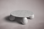 Cons Italian White Marble Round Coffee Table | Tables by HamamDecor LLC. Item composed of marble compatible with art deco and modern style