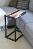 Black Epoxy Live edge walnut c table, industrial side table | End Table in Tables by Hazel Oak Farms | Amana Colonies in Amana. Item made of walnut & metal