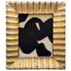 Bold Black and White Collage in Vintage Gold "Ripple" Frame | Paintings by Suzanne Nicoll Studio. Item made of wood & paper compatible with boho and mid century modern style