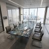 Galactic Luminescence Marble Conference & Dining Desk/Table | Communal Table in Tables by Dynasty Artisan. Item composed of wood & marble compatible with contemporary and japandi style