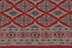 Vintage Bokhara Rug, RIch Red with Pink Geometric Patterns | Area Rug in Rugs by Rug and Kilim