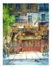 Bistro Jojo at Night, Watercolor Painting Original | Paintings by artKarolina. Item compatible with contemporary style