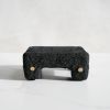 Small Shelf Riser in Carbon Black Concrete with Brass Rivets | Decorative Tray in Decorative Objects by Carolyn Powers Designs. Item made of brass with concrete works with minimalism & contemporary style