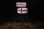 Modern Upholstered Round Bar Stool in COM and Metal | Chairs by Costantini Designñ. Item made of fabric with metal works with contemporary & modern style