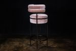 Modern Upholstered Round Bar Stool in COM and Metal | Chairs by Costantini Design. Item made of fabric with metal works with contemporary & modern style