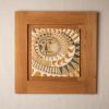 Mayan Sun in White Oak Frame No. 2 | Mosaic in Art & Wall Decor by Clare and Romy Studio. Item composed of ceramic in boho or mid century modern style