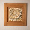 Mayan Sun in White Oak Frame No. 2 | Mosaic in Art & Wall Decor by Clare and Romy Studio. Item composed of ceramic in boho or mid century modern style