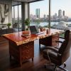 Bespoke Live Edge Ming Single Slab Executive Desk & Table VI | Communal Table in Tables by Dynasty Artisan. Item composed of wood in minimalism or contemporary style