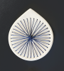 4 Blue Stitched Geometric Ceramics | Wall Sculpture in Wall Hangings by Elizabeth Prince Ceramics. Item composed of ceramic compatible with mid century modern and contemporary style