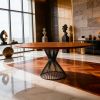 ORA Dining Table – Solid Wood Top with Central Steel Base | Tables by GREYGE. Item composed of walnut and steel in contemporary or modern style
