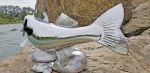 Stainless steel walleye | Sculptures by Steve Nielsen Art. Item composed of steel