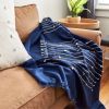 Rosewood Indigo Hand knotted Stripes Throw | Linens & Bedding by Studio Variously. Item composed of cotton in modern style