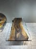 Epoxy Tables - Clear Epoxy Resin Table Top - Live Edge Table | Dining Table in Tables by Tinella Wood. Item made of walnut & metal compatible with minimalism and contemporary style