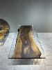 Epoxy Tables - Clear Epoxy Resin Table Top - Live Edge Table | Dining Table in Tables by Tinella Collection. Item made of walnut & metal compatible with minimalism and contemporary style