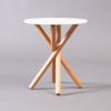 Modern Side Table with Round Top and Crossed Wooden Legs | Tables by Christopher Solar Design. Item composed of oak wood and synthetic in minimalism or mid century modern style