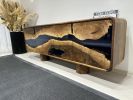 Black Walnut Epoxy Resin Sideboard - Custom Wooden Cabinet | Storage by Tinella Collection. Item made of wood works with minimalism & contemporary style