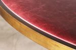 Modern Upholstered Table with Metallic Carved Base | Dining Table in Tables by Costantini Design. Item made of wood with fabric works with contemporary & modern style