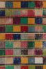 Vintage Mid-Century Geometric Green And Multi-Color Wool | Area Rug in Rugs by Rug and Kilim