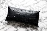 Petite Black Embossed Leather Pillow Cover | Pillows by Metal Mingle Studio. Item made of metal & leather