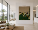 Downs | Mixed Media in Paintings by Himani Gupta Studio. Item composed of linen in minimalism or contemporary style