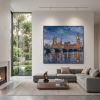 London Big Ben Thames Impasto Oil Painting Fine Art II | Oil And Acrylic Painting in Paintings by Dynasty Artisan. Item made of linen works with contemporary & eclectic & maximalism style