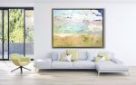 Sanctuary for Coastal Home: Cherished by Dorothy Fagan | Mixed Media in Paintings by Dorothy Fagan Fine Arts. Item made of canvas works with mid century modern & contemporary style