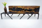 Handmade Olive Epoxy Sideboard, Epoxy Console, Credenza | Storage by Tinella Collection. Item made of wood works with minimalism & contemporary style