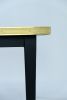 ¨Julieta¨ Table High Gloss Top Brass Tape Framed Conic Legs | Dining Table in Tables by Jover + Valls. Item composed of copper compatible with industrial and art deco style