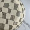 Large Stoneware Serving Bowl | Round Checkered Salad Bowl | Serveware by Casa Studio. Item made of stoneware works with boho & minimalism style
