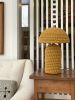 The Knitty Table Lamp in Mustard | Lamps by Meg Morrison. Item composed of fabric and ceramic in minimalism or mid century modern style