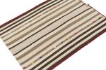 Vintage Persian Kilim in Beige-Brown Stripes, Panel Style | Area Rug in Rugs by Rug and Kilim