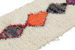 Vintage Moroccan Runner Rug in White with Multicolor Lozenge | Area Rug in Rugs by Rug and Kilim