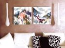"Mountains are made of cloud" and "Fragments of time" Paintings | Oil And Acrylic Painting in Paintings by Cristina Dalla Valentina. Item made of canvas with synthetic
