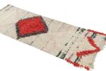 Vintage Moroccan Runner Rug with White and Red Diamond | Area Rug in Rugs by Rug and Kilim