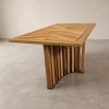 Herringbone Table - Chevron Dining Table | Tables by Halohope Design. Item made of oak wood with metal works with minimalism & mid century modern style