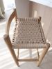 Oak Bar Stool with Woven Cord Seat | Chairs by ColombeFurniture``. Item composed of oak wood in mid century modern style