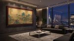 Hand-Painted Silk Wang Ximeng Landscape Scroll On Silk/Xuan | Oil And Acrylic Painting in Paintings by Dynasty Artisan. Item composed of wood and fabric in contemporary or eclectic & maximalism style