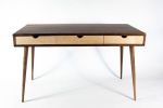 Mid-century Modern Black Walnut Office Desk with Maple Wood | Tables by Curly Woods. Item composed of oak wood and concrete in mid century modern style