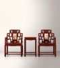 Legacy Taishi Armchair Trio Set with Marble Landscape Inlay | Chairs by Dynasty Artisan. Item made of wood works with contemporary & eclectic & maximalism style